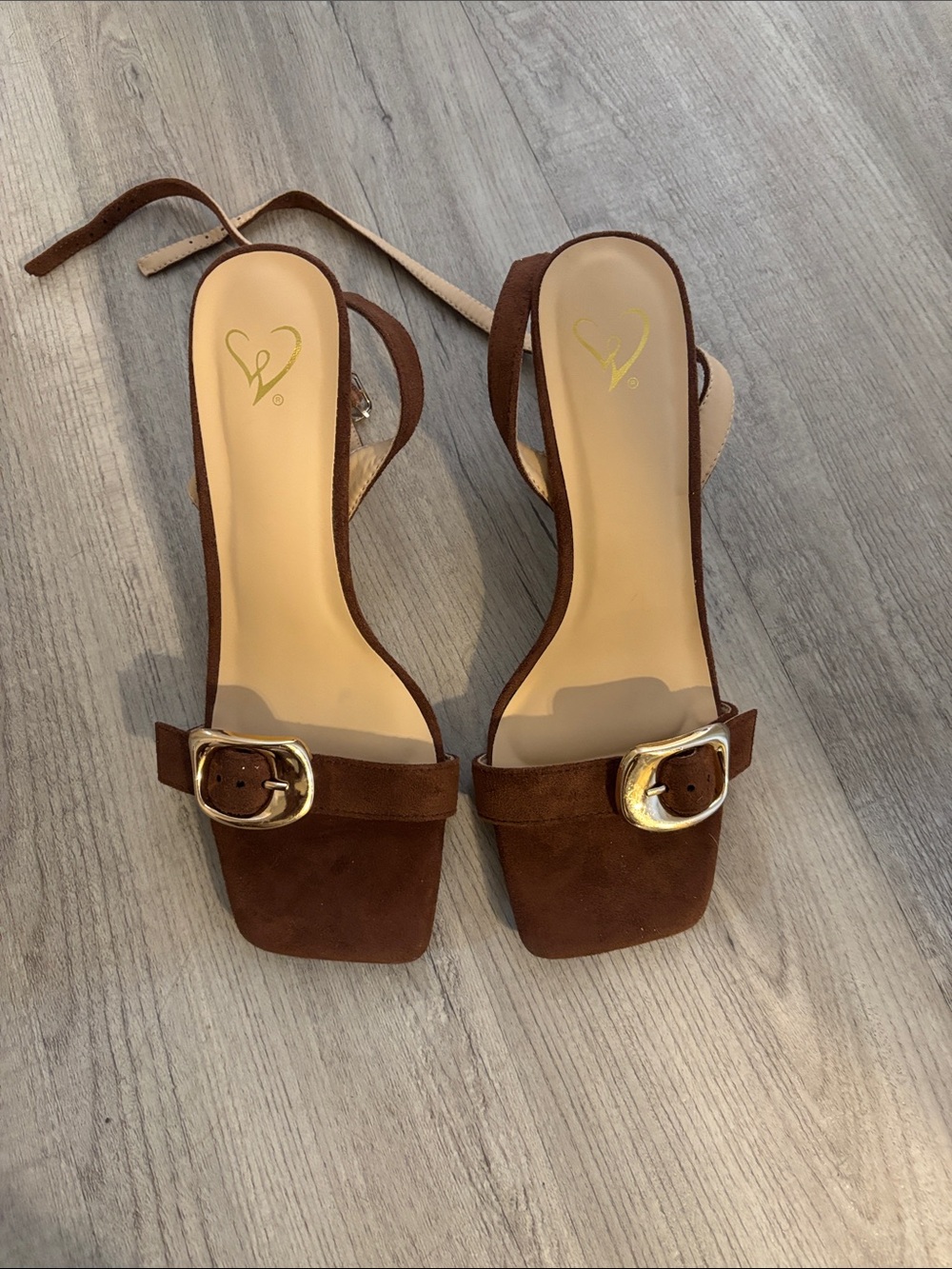 Women's Brown Suede Buckle Slingback Sandals